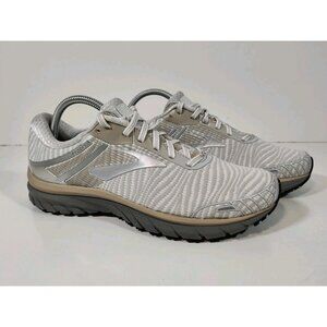 Brooks Adrenaline GTS 18 Running Shoes Men's 9 White Gray Tan Sample Sneakers